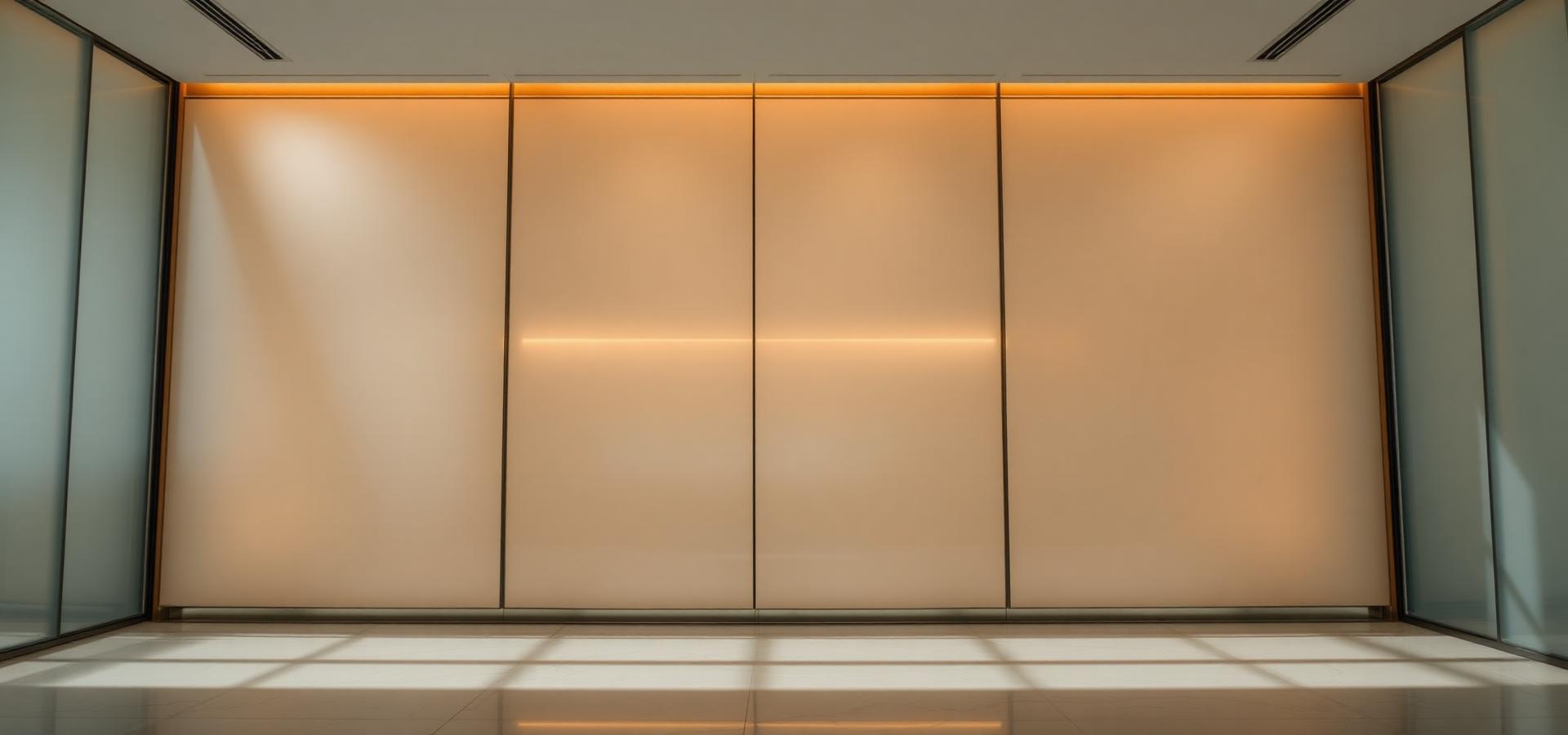 Backlit switchable glass wall in a premium interior — Frostek smart film in frosted mode