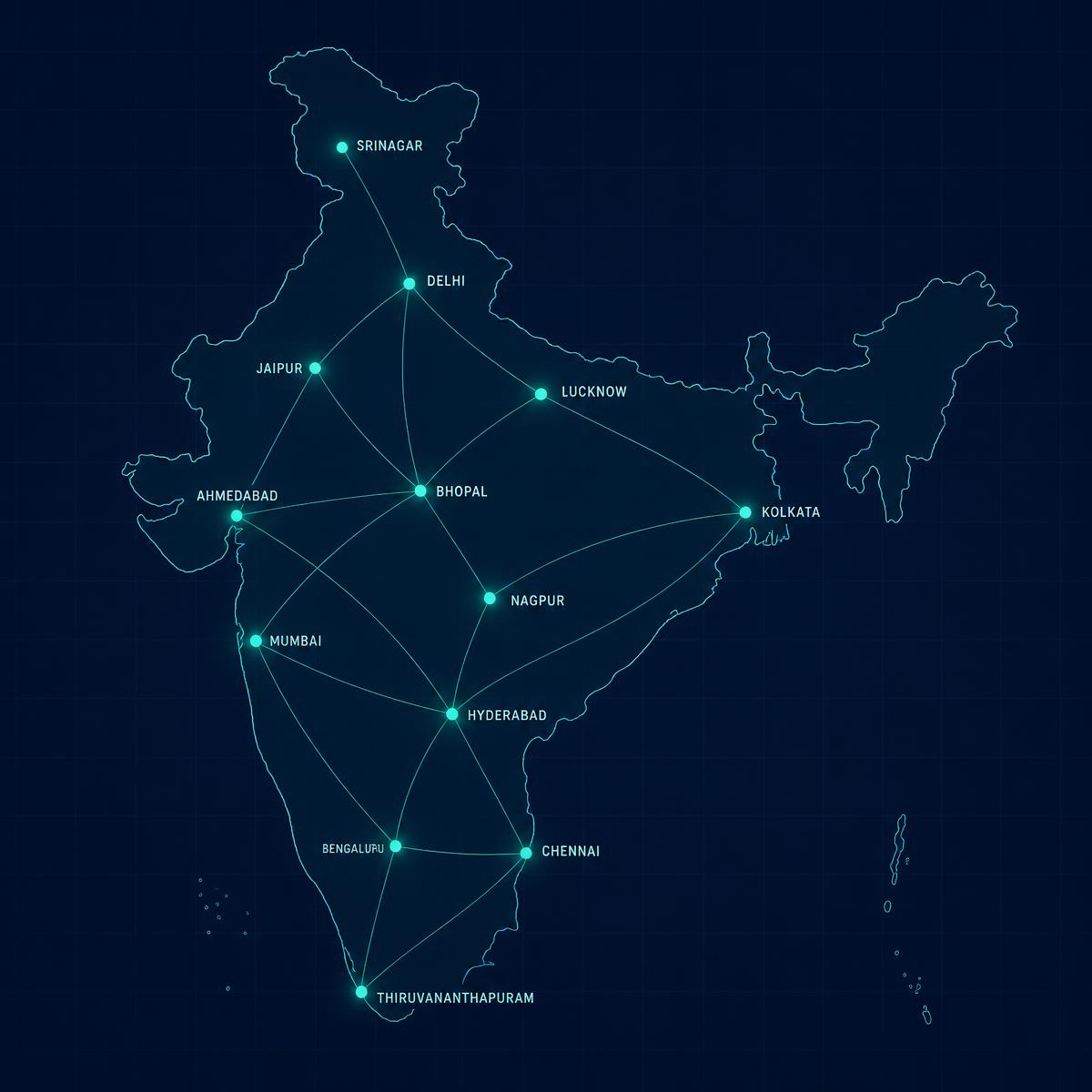 Map of India showing Frostek dealer network expansion